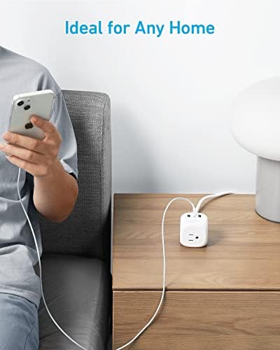 Anker 321 Power Strip: 20 W USB-C Fast Charger, 3 AC Outlets, 5 ft Extension Cord for i Phone 15 Series – Ideal Power Solution for Dorm Rooms & Home Offices with Enhanced Surge Protection and Efficient Power Delivery