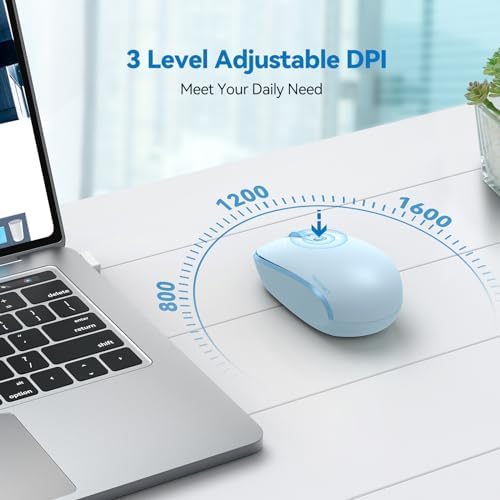 TECKNET 2.4 GHz Wireless Mouse – Ultra-Quiet & Portable Computer Companion with Adjustable DPI, USB Receiver, and Ergonomic Design for Seamless Use Across Chromebook, Laptop, PC & Mac – Enhance Productivity Effortlessly