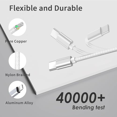 Ultimate 3-in-2 USB C Fast Charging Cable for Apple Watch & i Phone | 4 FT Multi-Device Charger for Apple Watch Ultra/Series 10-3 & i Phone 16-12, Galaxy S25 | Streamlined Power Delivery & Clutter-Free Solution for Busy Lifestyles