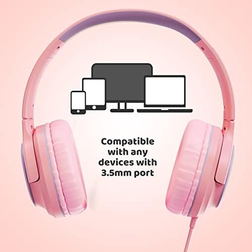 Safe & Stylish INFURTURE Kids Wired Headphones with Microphone – 94 d B Volume Limiting for Hearing Protection – Lightweight On-Ear Design Perfect for School, Travel & Home – Compatible with Tablets, Smartphones, PCs, and Kindles – Ideal Audio Experience for Boys and Girls