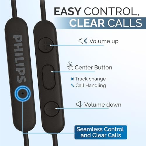 Philips USB-C Wired Earbuds with Microphone – Lightweight In-Ear Headphones Offering Powerful Bass and Seamless Compatibility for Calls and Music Control, Stylish Black Design for Daily Use and Extended Comfort