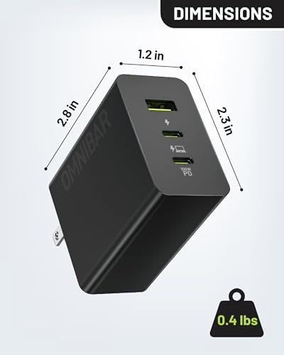 100 W USB-C Ga N Fast Charger | 3-Port Wall Adapter for Mac Book Pro, i Phone 16 Pro, Galaxy S24 Ultra & More | Compact Foldable Design for Multi-Device Charging | PD3.0 & PPS Technology for Optimal Efficiency & Speed | Ultimate Travel Companion for All Your Devices