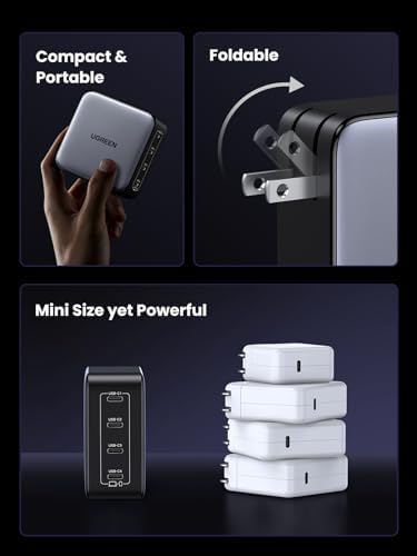 UGREEN Nexode 100 W Ga N USB-C Charger Block – Compact 4-Port Fast Charging Power Adapter for Mac Book Pro/Air, Dell XPS, i Phone 15/16, Galaxy S23/S24, i Pad Air, Pixel 8 & Steam Deck – Superior Efficiency, Enhanced Safety & Universal Device Compatibility