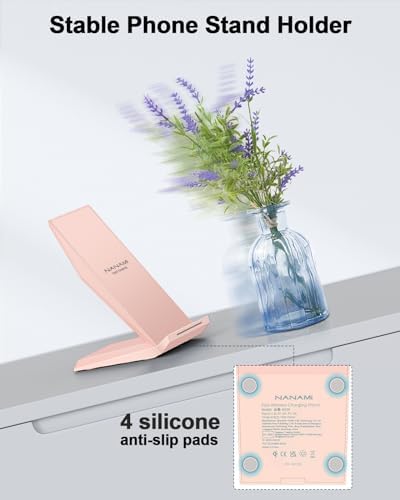 NANAMI Dual Pack Fast Wireless Charging Stands – Qi Certified for i Phone 16/15/14/13/12 Pro Max & Samsung Galaxy S24/S23/S22/S21/S20, Google Pixel Compatible – Effortless Cable-Free Power for All Devices
