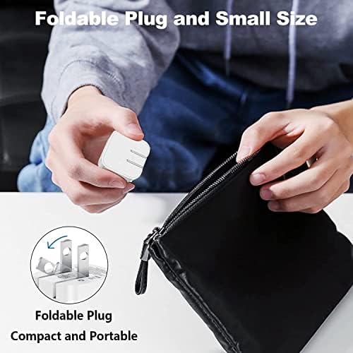 MFi Certified 35 W Dual USB-C Power Adapter for i Phone 13/14 – Compact Foldable Fast Charger with 2 x 6.6 FT USB-C to Lightning Cables for Rapid Charging and Enhanced Compatibility – Ideal Travel Solution for Apple Devices
