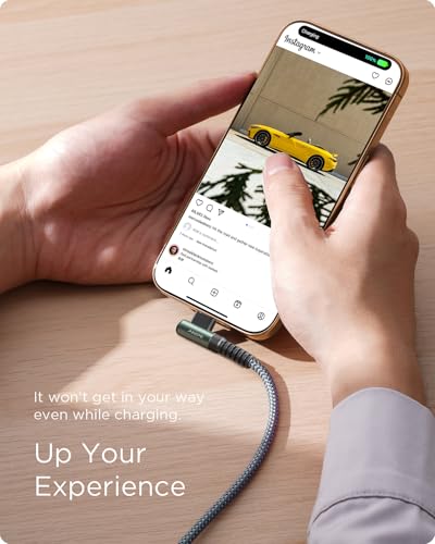 AINOPE Right Angle USB C Cable – 2-Pack (10 ft + 10 ft) Fast Charging 3.1 A Nylon Braided Charger for Enhanced Device Compatibility, Ideal for Gaming and Multitasking, Durable Black Design