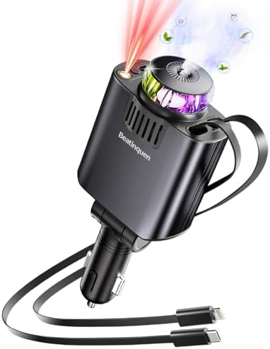 Transform Your Drive with a Multi-Port Retractable Car Charger & Air Freshener Diffuser – Fast USB-C Charging with Star Lights for i Phone & More – Ultimate Car Accessory for Enhanced Ambiance and Organization