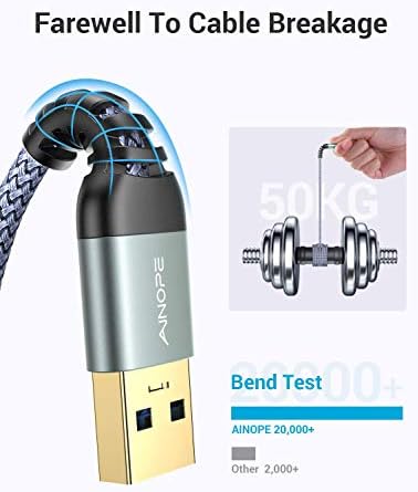 High-Speed AINOPE 2-Pack USB 3.0 A to A Male Cable – 6.6 FT Durable Male-to-Male Connection for KVM Switch, External Hard Drives, Laptops & TVs – Reliable Data Transfer Up to 5 Gbps for Enhanced Productivity and Versatile Use