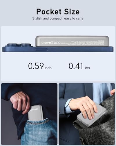 Magnetic Power Bank for i Phone 16 Series – 10,000 m Ah Wireless Charger with 15 W Fast Charging & PD 20 W USB-C Output | Slim, Lightweight Design for On-the-Go Convenience | Strong Adhesion for Hassle-Free Use | Intelligent Safety Features for Optimal Protection | Ultimate Travel Companion for i Phone Users