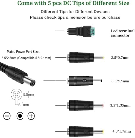 Gonine 24 V DC 1 A LED Power Supply Adapter – Universal 110-240 V AC Charger for Efficient LED Strip Lighting – Optimized for 100-1000 m A Power Needs with Enhanced Safety Features and Compact Design