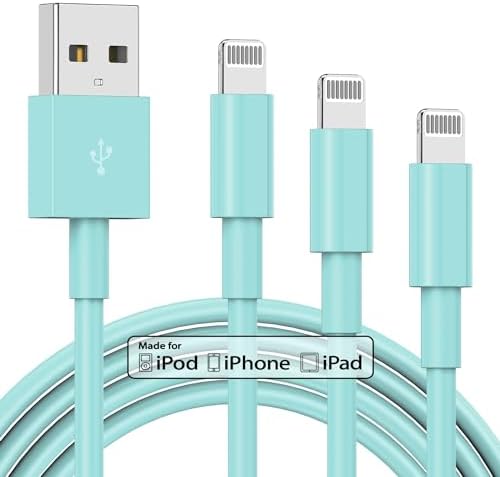 Premium 3-Pack Apple MFi Certified Lightning to USB Charger Cables – 6 FT Durable Fast Charging Cords for i Phone 13/12/11/11 Pro/11 Max/X/XS/XR/XS Max/8/7/6 – Enhanced Performance and Extended Reach for Seamless Device Connectivity