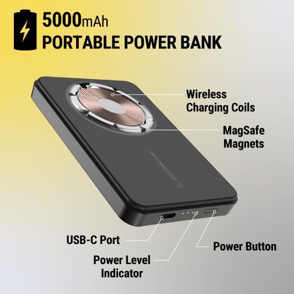 Scosche PB10 PD-SP Go Bat 10000 m Ah Dual Port Portable Power Bank – 20 W USB-C & 18 W USB-A Fast Charging Battery Pack for i Phone & Android Devices – Ultimate Travel Companion for Quick, Reliable Charging Solutions