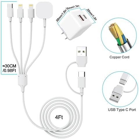 Ultimate 4-in-1 Apple Watch Travel Charger Cable – 20 W PD Fast Wall Charger for All Apple Devices Including i Phone & Air Pods, 4 FT Magnetic Charging Cord for Series 3/4/5/6/7/8/SE/Ultra – Unmatched Speed and Versatile Compatibility for On-the-Go Charging