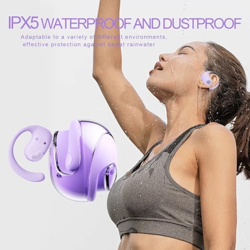 Experience Next-Level Awareness with GGSTOPWATER Open Ear Bluetooth 5.4 Earbuds – Ultra-Lightweight, IPX5 Waterproof Sports Headphones Featuring Ergonomic Earhooks and Built-In Microphone for Optimal Comfort and 48-Hour Playtime, Ideal for Running, Workouts, and Daily Commutes (Black)