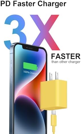 20 W PD USB-C Wall Charger with 6 FT Fast Charging Cable for i Phone 14/13/12/11/Pro/Pro Max/Mini/Xs Max/XR/X and i Pads – Rapid Power for Apple Devices with Enhanced Safety Features and Portability