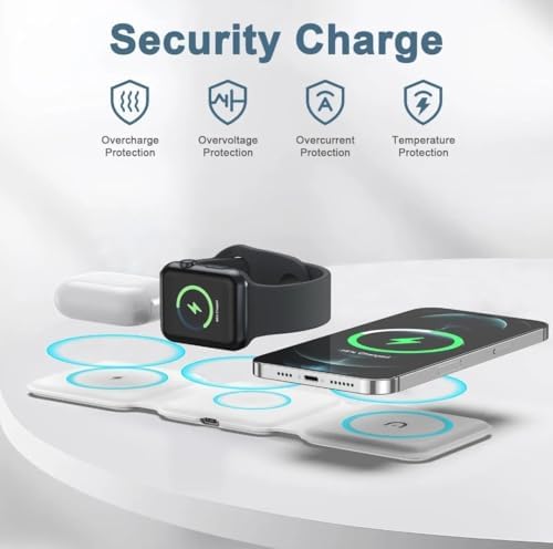 Revolutionize Your Charging Routine with the 3-in-1 Magnetic Wireless Charger Dock for Apple Devices – Portable Foldable Design for Fast Charging i Phone 12-16, Apple Watch & Air Pods – Sleek Black Finish for Home & Travel Convenience – Ultimate Multi-Device Charging Solution