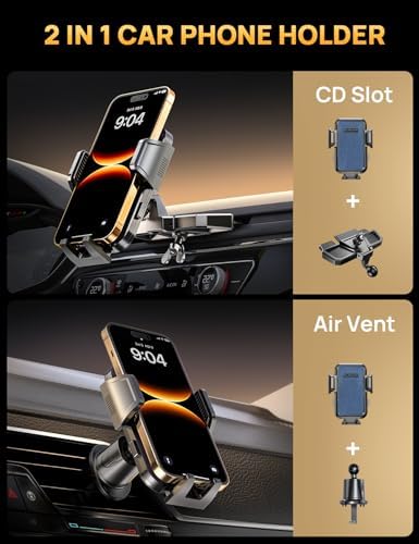 Universal CD Slot Car Phone Mount by GUANDA TECHNOLOGIES – Premium Adjustable Anti-Slip Holder for i Phone & Android Devices with Versatile Air Vent Clip for Safe Navigation and Enhanced Accessibility