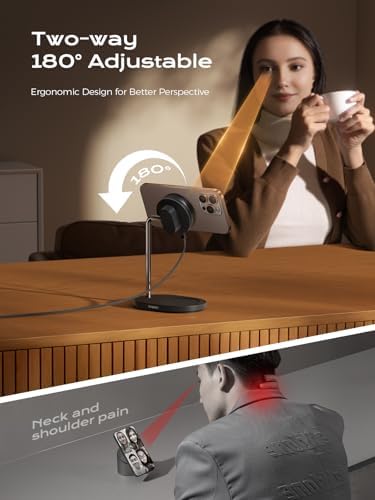 THREEKEY Qi2 15 W Magnetic Wireless Charging Hub – Ultimate Adjustable Charging Station for i Phone 16-12 Series & Air Pods with Dual-Sided Magnetic Grip, 180° Rotatable Design, and Sleek Space-Saving Aesthetics for Effortless Home and Office Power Solutions