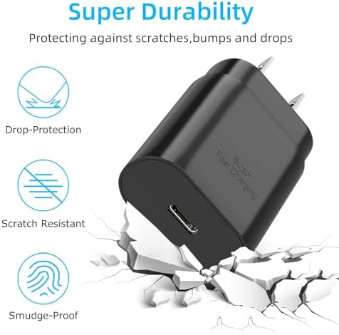30 W Ultra-Fast USB-C Charger with 6.6 FT Cable for i Phone 16/15 & Galaxy S Series – High-Speed Charging with Safety Features for All Devices – Compact & Portable Power Adapter for On-the-Go Use