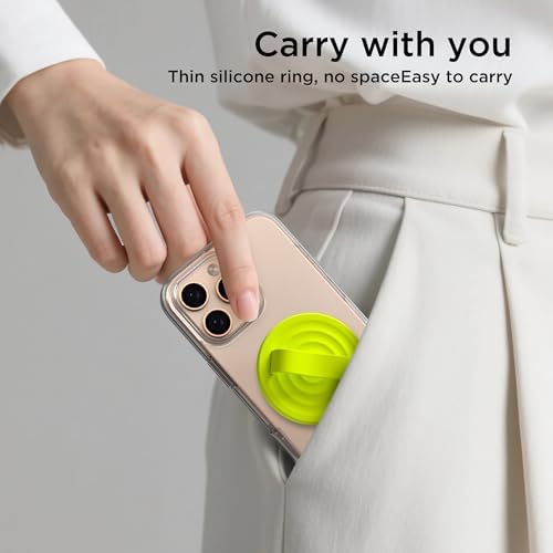 Revolutionary Magnetic Phone Ring Grip Holder – Ergonomic Silicone Finger Loop for i Phone Pro Max/Plus, 12/13/14/15/16 Series – Compatible with Mag Safe – Oat Color Enhances Aesthetics and Comfort – 360-Degree Rotation for Effortless Use – Secure Your Device with Style and Stability – Essential Smartphone Accessory for Unmatched Usability and Convenience