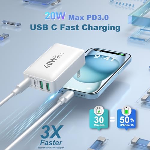 OKRAY 3-Pack 40 W USB-C Wall Charger with Foldable Plug – Compact Multiport Power Adapter for Rapid Device Charging – Perfect for i Phone 16/15/14/13/12 Pro, i Pad, Air Pods, and Apple Watch – Features Quick Charge & Power Delivery 3.0 for Safe, Efficient Power Management – Ultimate Travel Companion for Busy Lifestyles