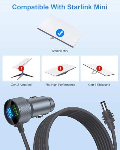 Starlink Mini Car Adapter – Dual-Port Waterproof Fast Charger with PD30 W & QC18 W, 10 FT 12 V DC Power Cable for Ultimate Compatibility in Cars, Trucks, Vans, and Yachts – Reliable Power On-the-Go