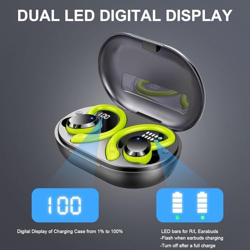 Premium Bluetooth 5.3 Wireless Earbuds – IP7 Waterproof Sport Headphones with 48-Hour Battery Life, Noise-Cancelling Mic, and 3 D Hi-Fi Stereo for Ultimate Workout Performance – Perfect for Running and Gym Enthusiasts