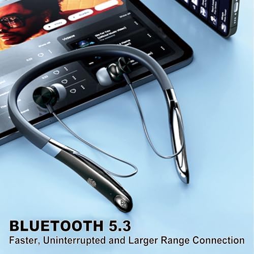 Revolutionary Neckband Bluetooth Headphones with CVC8.0 Noise Cancellation – 35 Hours of Uninterrupted Playtime, IPX5 Sweatproof Design, Magnetic Earbuds for Active Lifestyles – Effortless Pairing and Maximum Comfort for Daily Use