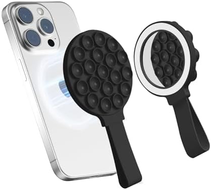 Mag Safe-Compatible Silicone Suction Cup Phone Mount with Integrated Mirror for Effortless Selfies and Video Calls – Hands-Free i Phone Accessory in Chic Pink for Ultimate Convenience and Versatility