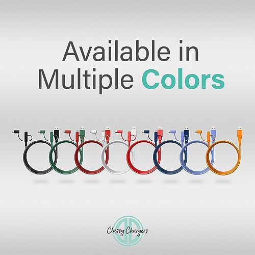 Versatile 3-in-1 Universal Charging Cable – 6 ft Nylon Braided Charger for i Phone, Android & More | Lightning, Type C & Micro USB Compatibility | Fast Charging Solution in Vibrant Tangerine for Ultimate Convenience and Style