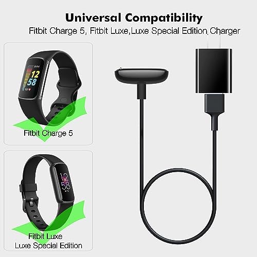 Fitbit Charge 6 & Luxe Charger Dock – Rapid Power Replacement Cable for Charge 5, Lightweight and Durable Smartwatch Charging Solution in Sleek Black Finish – Optimize Your Fitness Tracking Experience with Enhanced Compatibility and Portability