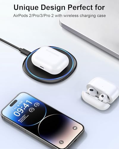 NANAMI Dual Pack Fast Wireless Charger – Qi Certified 10 W Charging Pad for i Phone 15/14/13/12/SE 2020/11 Pro & Samsung Galaxy S25/S24/S23/S22/S21/S20/Note 20 – Effortless Device Compatibility & Enhanced Speed for Air Pods Pro/3/2 – Sleek, Portable Design with Non-Slip Surface for Uninterrupted Charging
