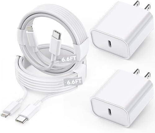 Premium Apple MFi Certified 3-Pack i Phone Charger Set with PD Type C Quick Wall Block and 6 FT Fast Charging USB C to Lightning Cable – Ultimate Speed and Compatibility for i Phone 14/13/12/Pro/Max/11/XR/SE 2022 and i Pads, Perfect for Home or Travel Use