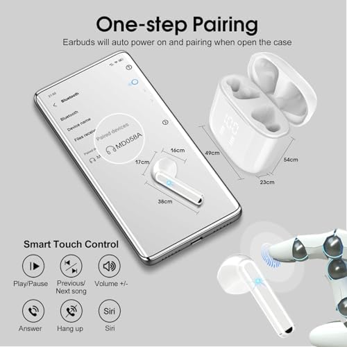 Elevate Your Audio Experience with OYIB Bluetooth 5.3 Wireless Earbuds – Advanced Noise Cancelling Earphones Featuring 4-Mic Clarity, Touch Control, and IPX7 Waterproof Design for Enhanced Workout Performance – LED Battery Display for Real-Time Monitoring and Effortless Connectivity
