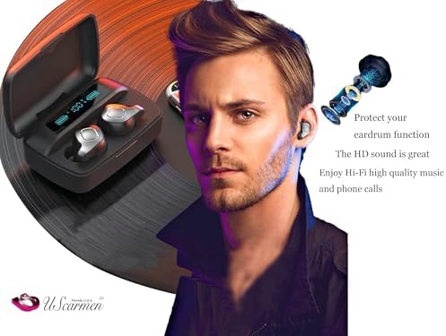 Revolutionize Your Audio Experience with Bluetooth 5.0 Wireless Earbuds – 4 Microphone Technology for Superior Call Clarity, Touch Control, USB-C Quick Charge, Deep Bass Immersion, and Smart In-Ear Detection for Uninterrupted Listening (Black F8) – Perfect for Music Lovers and On-the-Go Professionals