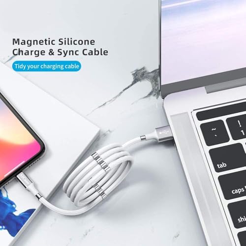 Revolutionary Magnetic Charging Cable 3 FT – Ultra-Fast MFi Certified Lightning Connection for i Phone & i Pad – Durable Nano Data Sync 2-Pack – Effortless Alignment for Seamless Charging at Home or On-the-Go – Compatible with All i Phone Models from 5 to 14 Pro Max – Protects Charging Ports from Wear and Tear