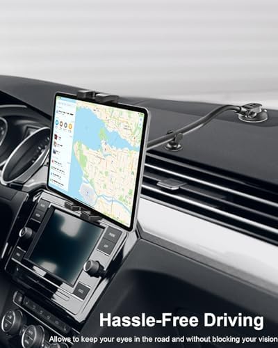 Ultimate Gooseneck Tablet Holder for Car – Secure Suction Cup Mount for i Pad Pro, Air, Mini & Galaxy Tabs – Versatile 4.7-13″ Device Compatibility for Hands-Free Navigation & Entertainment – Durable, Flexible Design for Enhanced Driving Safety & Convenience