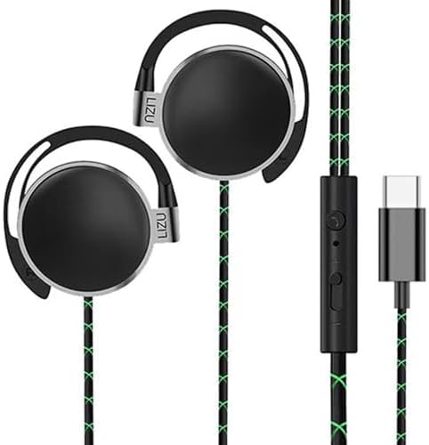 Elevate Your Sound Experience with C-YOUNG USB-C Over-Ear Sports Earbuds – Engineered for Small Ears, Featuring Ergonomic Design, Integrated Microphone, and User-Friendly Volume Control for i Pad and Android Devices, Ensuring Superior Comfort and Exceptional Audio Quality During Your Workouts