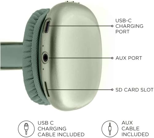 i Joy Ultra Wireless Bluetooth Headphones – Premium Noise-Canceling Over-Ear Comfort with 10-Hour Playtime, Integrated Mic, SD Card Slot, and Wired Backup – Stylish Green Design for Exceptional Audio Clarity and Immersive Listening Experience