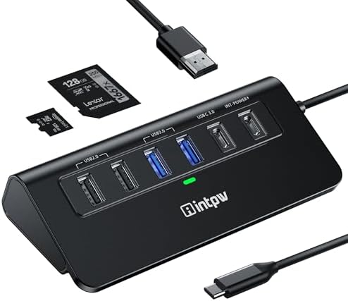Unleash Your Potential with the INTPW 9-in-1 USB C Hub: High-Speed 4 K HDMI Adapter, 100 W PD Charging, Dual USB-A Ports & SD/TF Card Slots – Perfect for Mac Book Pro, i Pad Pro, i Phone 15/16 & More – Elevate Productivity and Connectivity on the Go