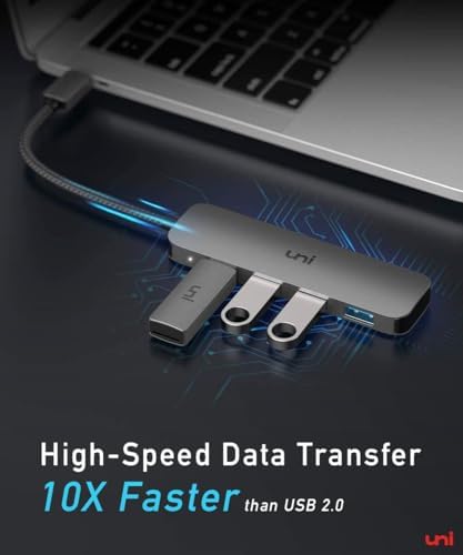 Maximize Your Device Potential with the uni Aluminum USB-C Multiport Adapter – 4 High-Speed Ports for Laptops, Mac Book Pro/Air, i Pad Pro & More, Sleek Design for Effortless Port Expansion and Enhanced Productivity