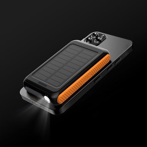 Tough Tested ROC 5 Solar Power Bank 5000 m Ah – Rugged Mag Safe Wireless Charger for i Phone 15/14/13, Fast USB-C PD 20 W & QC3.0, IP54 Outdoor Battery with Solar Charging for Camping & Travel, 5-Year Warranty, Ultimate Reliability for Adventures and Emergencies