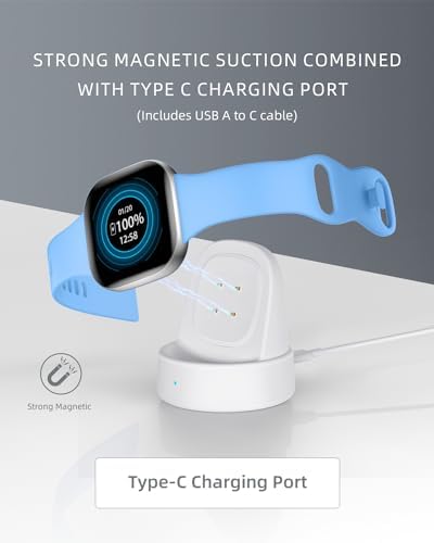 Upgrade Your Fitbit Charging Experience: Premium Magnetic Dock for Fitbit Sense, Sense 2, Versa 3 & 4 – Fast, Reliable Power Delivery with Compact Design and Included Cable – Essential Smartwatch Accessory in Sleek Black