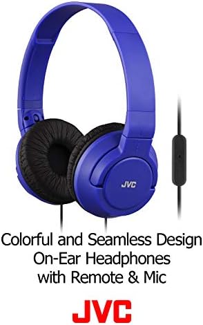 Vibrant Blue JVC HASR185 A On-Ear Headphones – Ultra-Lightweight Foldable Design for Effortless Portability, Built-In Mic for Hands-Free Calls, Exceptional Sound Quality for Music Enthusiasts and Busy Professionals