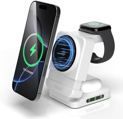 Ultimate 3-in-1 Magnetic Wireless Charging Dock – Foldable & Rotatable Travel Stand for Apple and Samsung Devices – Simultaneously Charge Phones, Watches & Earbuds with Adjustable Viewing Angle – Compact Design for On-the-Go Convenience – Enhanced Compatibility & Speed with Smart Status Monitoring – Ideal for Reducing Cable Clutter