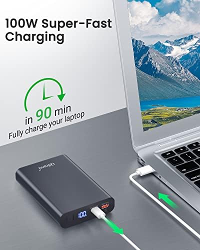 QBrand 65 W Portable Laptop Power Bank – 30,000 m Ah Fast Charging Battery Pack with Dual USB-C Ports for Ultimate Device Compatibility, Perfect for Mac Book, i Phone, Dell, HP, Lenovo, Samsung & Nintendo Switch – Ideal for Travel and Daily Use