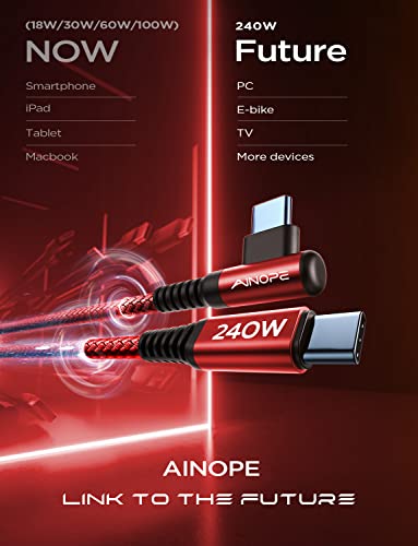 Optimize your charging setup with the AINOPE 240 W USB C to USB C Cable, a 6-foot powerhouse engineered for ultimate speed and flexibility. Featuring a right-angle connector, this fast charging cable is perfect for gaming or multitasking without the clutter of tangled cords. Compatible with the latest devices, including i Phone 16 Pro Max, i Phone 15, Mac Book Air/Pro, i Pad Pro, Samsung Galaxy, and Pixel, it delivers an impressive 240 W power output for rapid charging. The dual-pack offers exceptional value, ensuring you have a reliable charging solution wherever you go. Built with premium materials for durability, the sleek grey and blue design enhances your tech aesthetic while providing long-lasting performance. Elevate your device charging experience with this versatile cable, designed for both home and office use, while ensuring seamless connectivity across all your electronics.