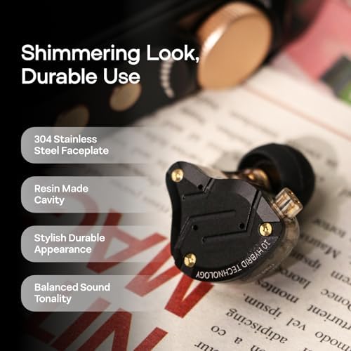 Linsoul KZ ZS10 Pro Hybrid IEM Earbuds – 4 BA + 1 DD High-Fidelity Wired In-Ear Monitors with Stainless Steel Faceplate and Detachable Cable, Ideal for Musicians and Gamers with Built-in Mic, Unmatched Sound Clarity and Versatile Compatibility