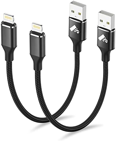 Aioneus 1 ft Apple Certified Lightning Cable – High-Speed USB A to Lightning Charger for i Phone 14/13/12/11 Pro Max/XR/XS/8/7 Plus/6/SE – Durable Nylon Braided Design for Tangle-Free Portability and Enhanced Charging Efficiency