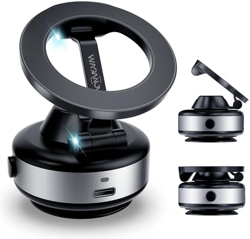 Phone Holders for Your Car Mini Z Foldable with Electric Suction Cup Magsafe Car Mount Ideal for Travel/Gym/Mirror/Smooth Surface Magnetic Phone Holder for Car Fit for iPhone 16 Pro Max 15 14 13 12 – Enhanced Compatibility and Speed